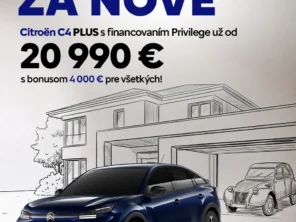 Citroën C4 PLUS v tmavomodrej farbe pred rodinným domom – akcia Staré za nové, cena od 20 990 €