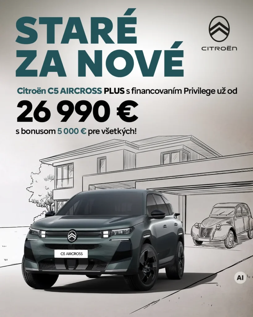 Citroën C5 Aircross PLUS v tmavozelenej farbe pred rodinným domom – akcia Staré za nové, cena od 26 990 €